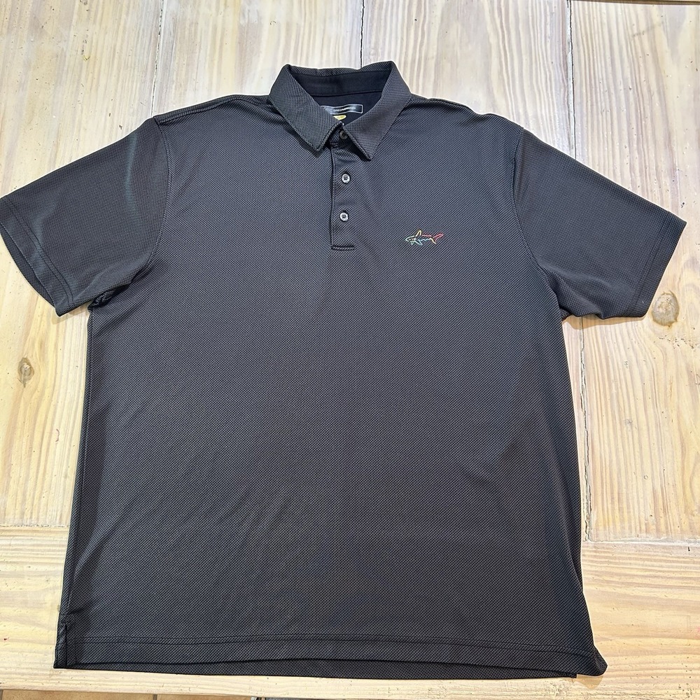 GREG NORMAN PlayDry Men's XL Black Textured Golf Polo Shirt Performance Sport